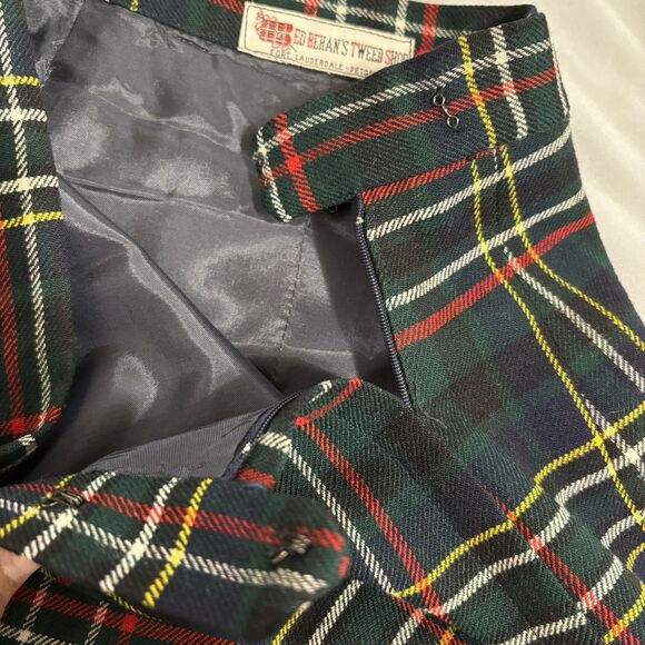 Vintage Ed Behan's Tweed Shop Suit Skirt Sz S Tartan Plaid Wool Missing Sz Tag - Picture 12 of 16